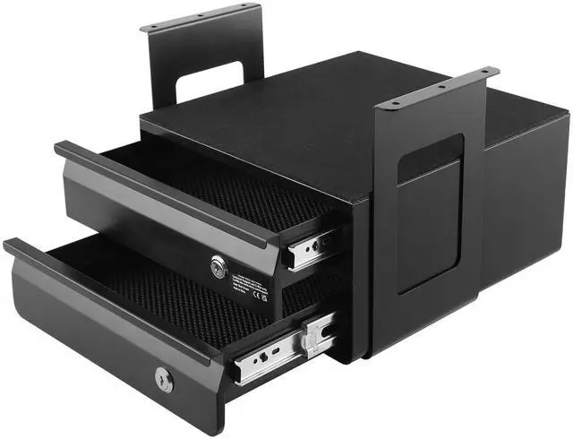 Alt view image 7 of 7 - 2 Drawer 13" Lockable Under Desk Drawer Organizer Slide-out Drawer Home Office