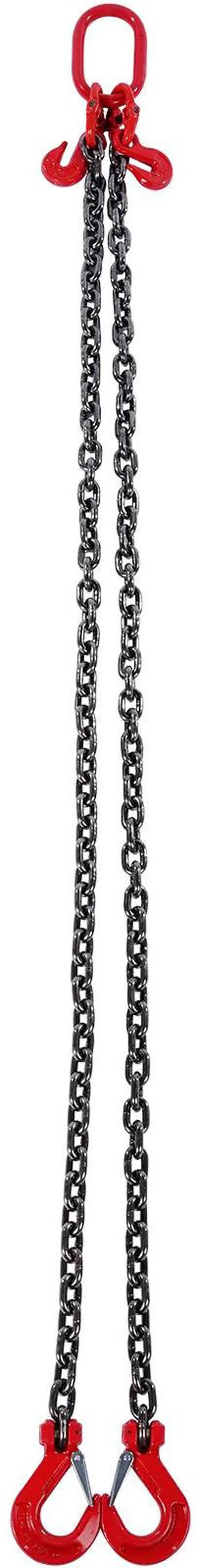 Alt view image 4 of 7 - 3/8" x 6' Chain Sling 2 Legs G80 Lifting Chain with Grab Hooks 11000 lbs