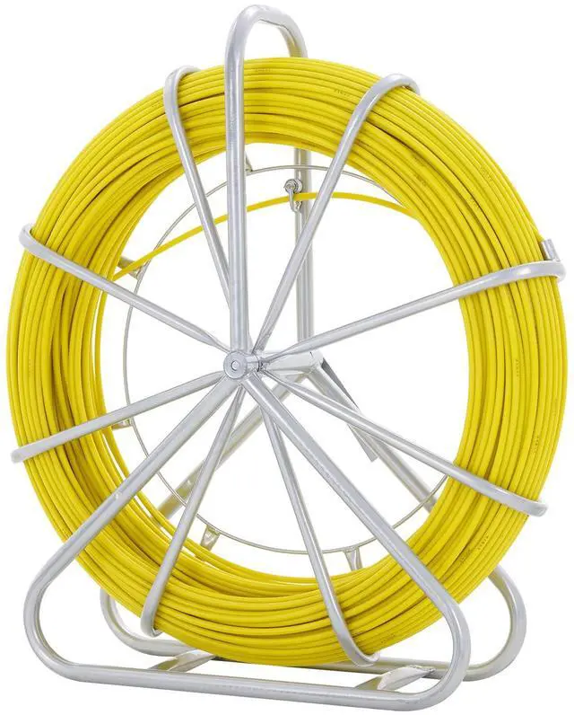 Alt view image 7 of 7 - Fish Tape Fiberglass, 492 ft, 5/16 in, Duct Rodder Fishtape Wire Puller, Cable Running Rod with Steel Reel Stand, 3 Pulling Heads, Fishing Tools for Walls and Electrical Conduit, Non-Conductive