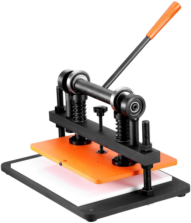 Alt view image 3 of 7 - Leather Cutting Machine, 14.2 x 10.2 in Embossing Plate Manual Die Cutter, 0.47 in Pressure Stroke Dual Guide Shafts Die Cut Machine, Leather Embossing Machine for Various of Materials