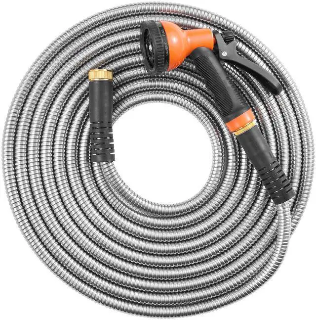 Alt view image 5 of 7 - 50ft Metal Garden Hose Stainless Steel Water Hose Lightweight No Kink