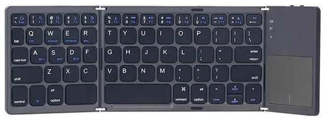 Alt view image 2 of 5 - Tri-fold Bluetooth Keyboard with Touchpad Compatible with Smartphones, Ipad, and Laptops Grey