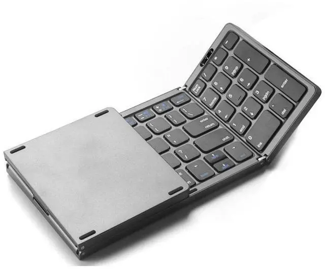 Alt view image 2 of 4 - Tri-fold Mini Wireless Bluetooth Keyboard Ultra-slim, Portable, and Universal for Ipad, Smartphones, and Laptops Black