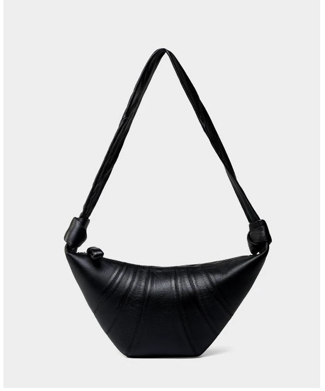 Main image of Sheepskin Diagonal Cross Wrapped Genuine Leather Dumpling Wrap Black