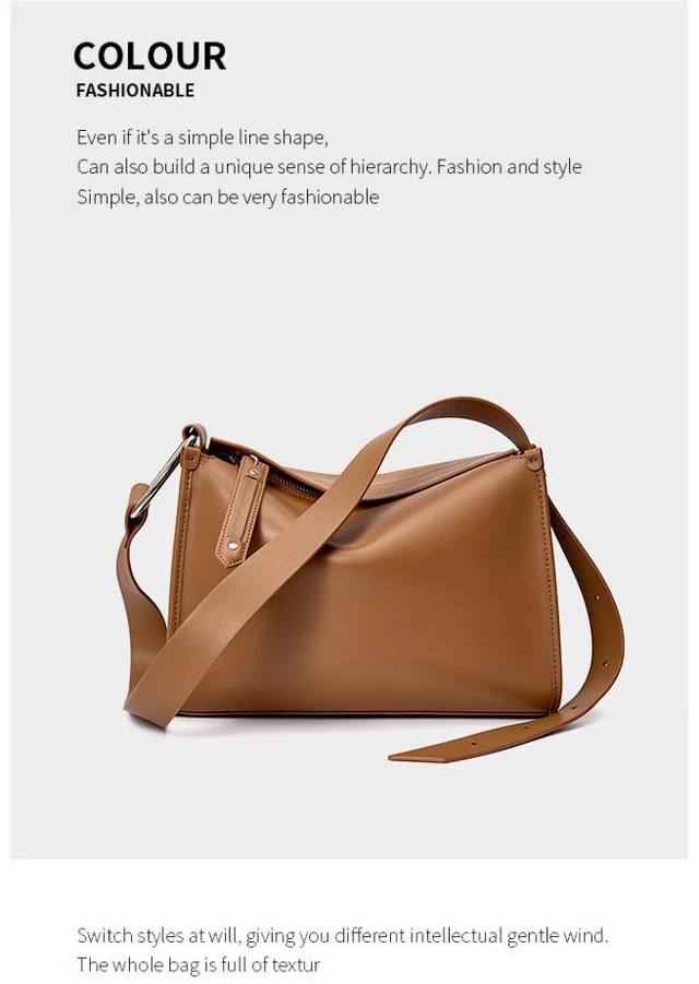 Main image of Women Tote Bag Retro Genuine Leather Crossbody Bag Brown