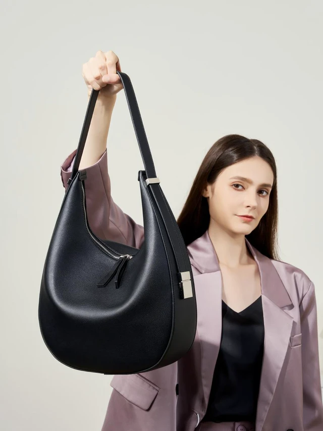 Main image of Genuine Leather Women Tote Bag Handbags Black