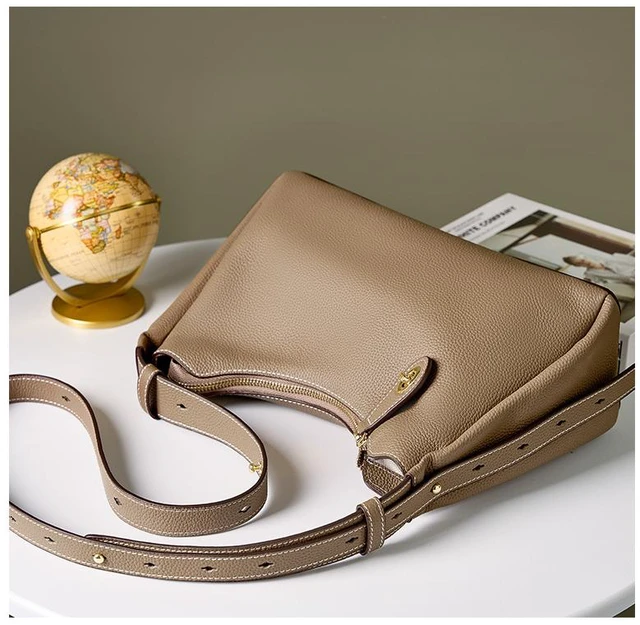 Alt view image 2 of 3 - Oversize Genuine Leather Tote Women Weekender Bag Shopper Handbag Bronze