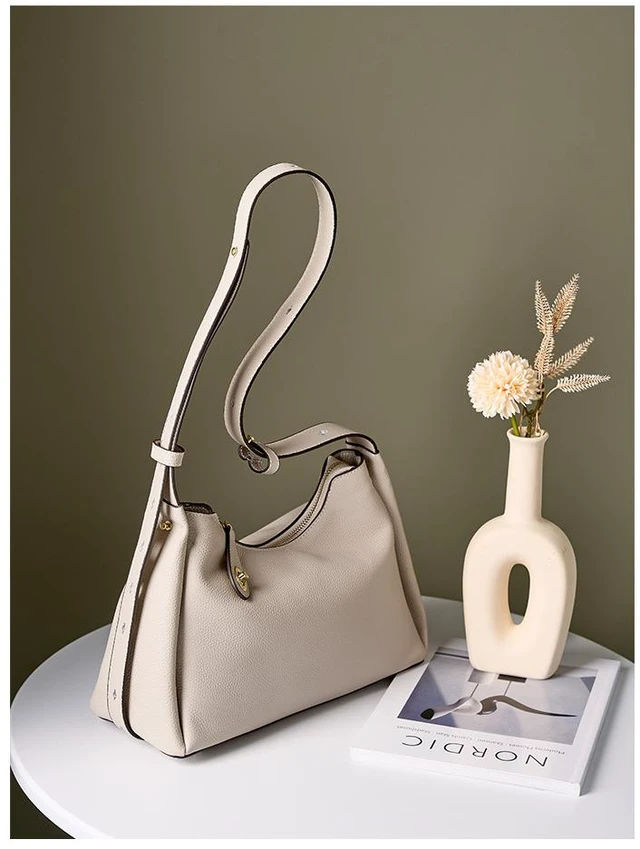 Alt view image 2 of 3 - Oversize Genuine Leather Tote Women Weekender Bag Shopper Handbag White