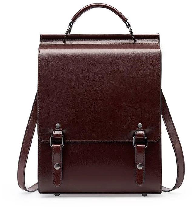 Main image of Genuine Leather Backpack British College Style Backpack Purple