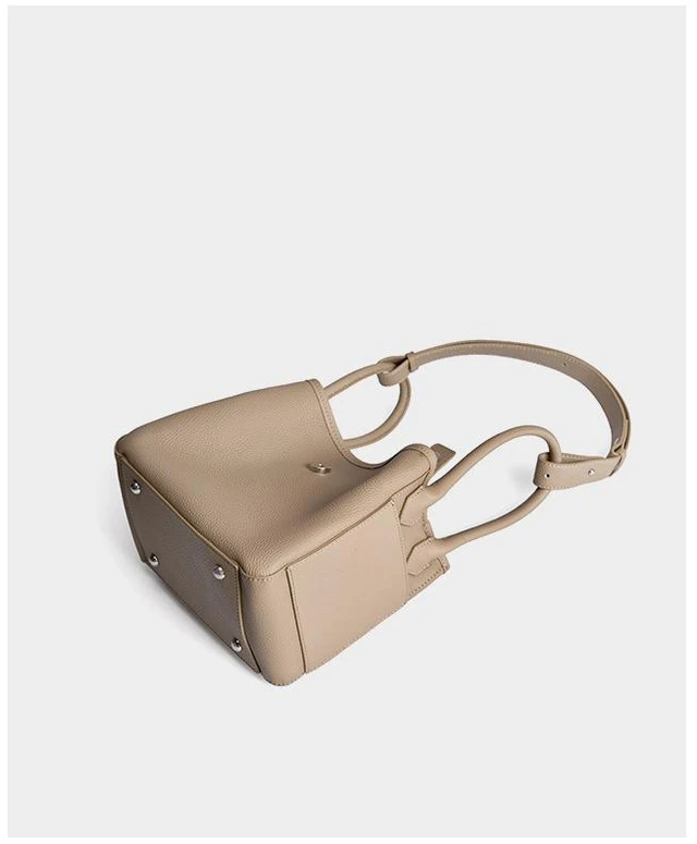 Main image of Genuine Leather Women Large Capacity Top-handle Hobo Bag Grey