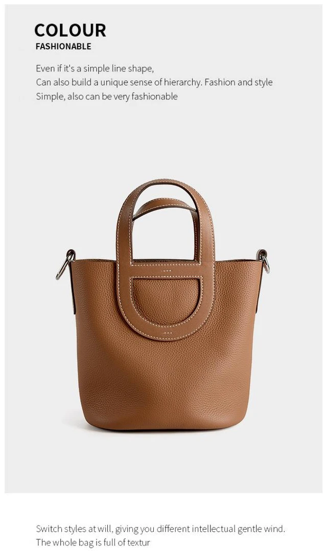 Main image of Genuine Leather Women Handbags Tote Purse Shoulder Bag Brown