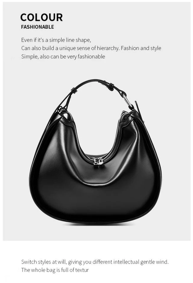 Main image of Genuine Leather Fashion Women's Handbag Black