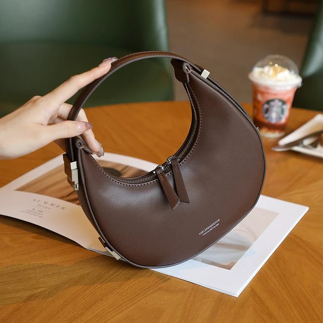 Main image of Women Genuine Leather Moon Handbag Brown