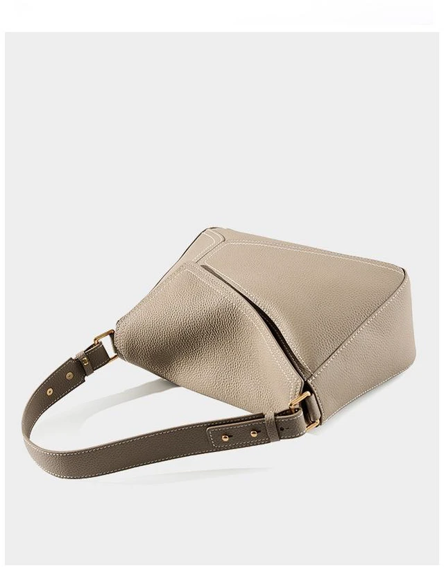 Main image of Genuine Leather Shoulder Bags Stylish Hobo Handbags Grey