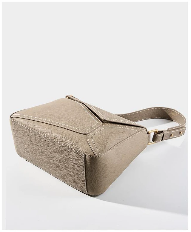 Alt view image 2 of 2 - Genuine Leather Shoulder Bags Stylish Hobo Handbags Grey