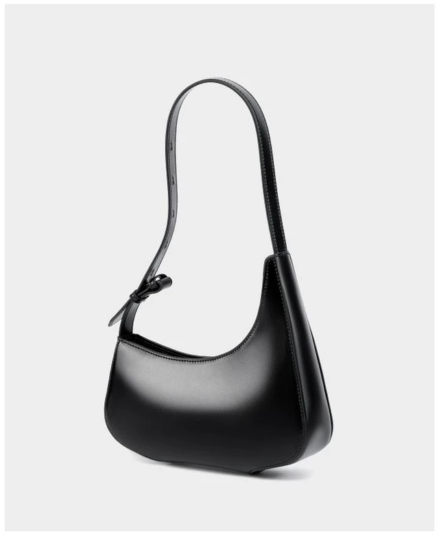 Main image of Genuine Leather Women Small Shoulder Purse Handbag Black