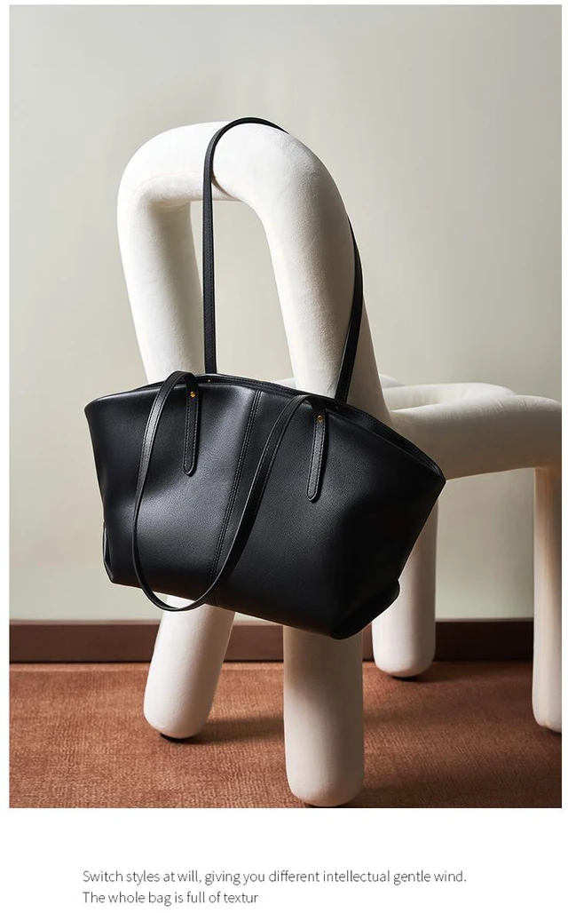 Alt view image 3 of 5 - Genuine Leather Women Shoulder Purses and Handbags Black