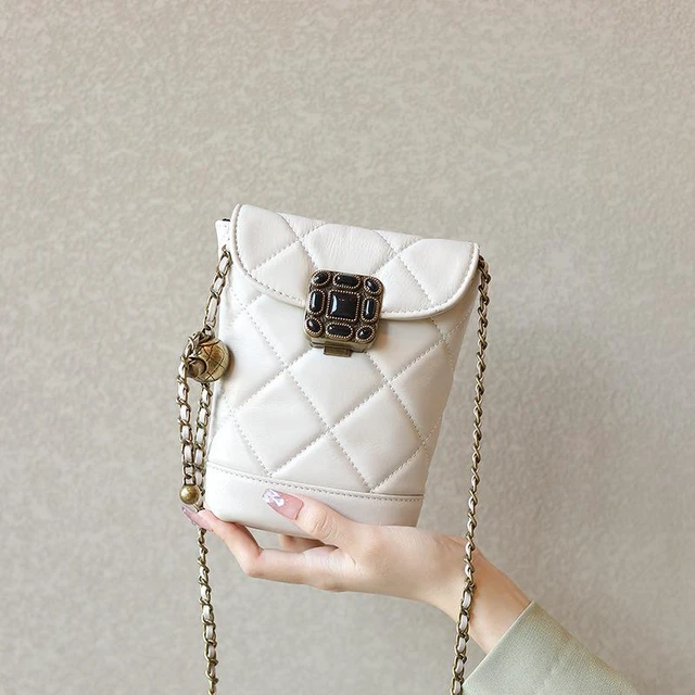 Main image of Genuine Leather Cute Tote Handbags Crossbody Bag with Long Strap White