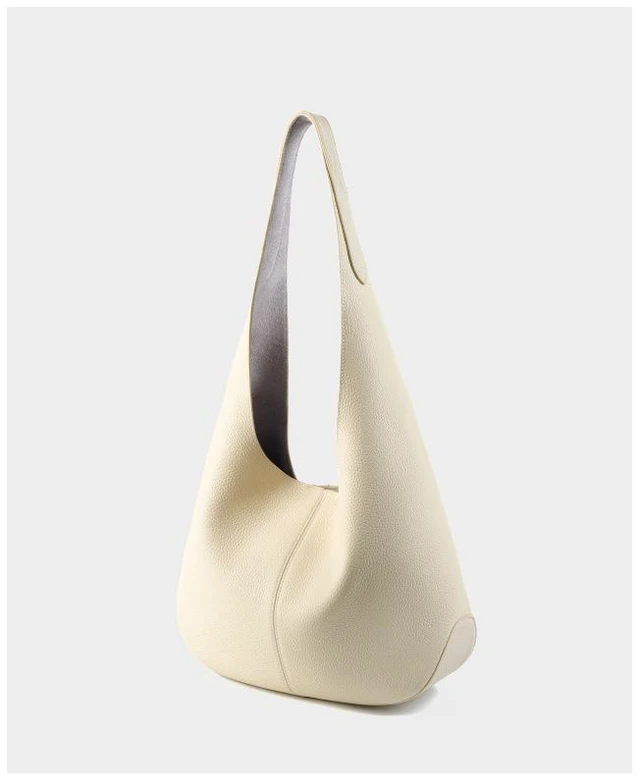 Main image of Genuine Leather Tote Bucket Bags Hobo Shoulder Bags Purse and Handbags White