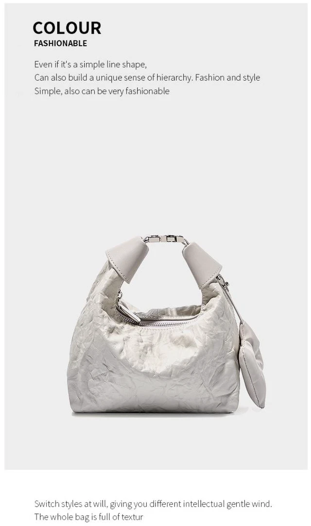 Main image of Women Wrinkled Cowhide Dumpling Bag Hand-held Diagonal Cross Bag White