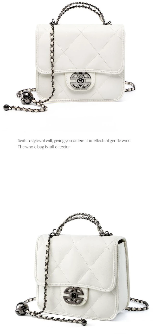 Main image of Women Genuine Leather Cute Tote Handbags Crossbody Bag with Long Strap White