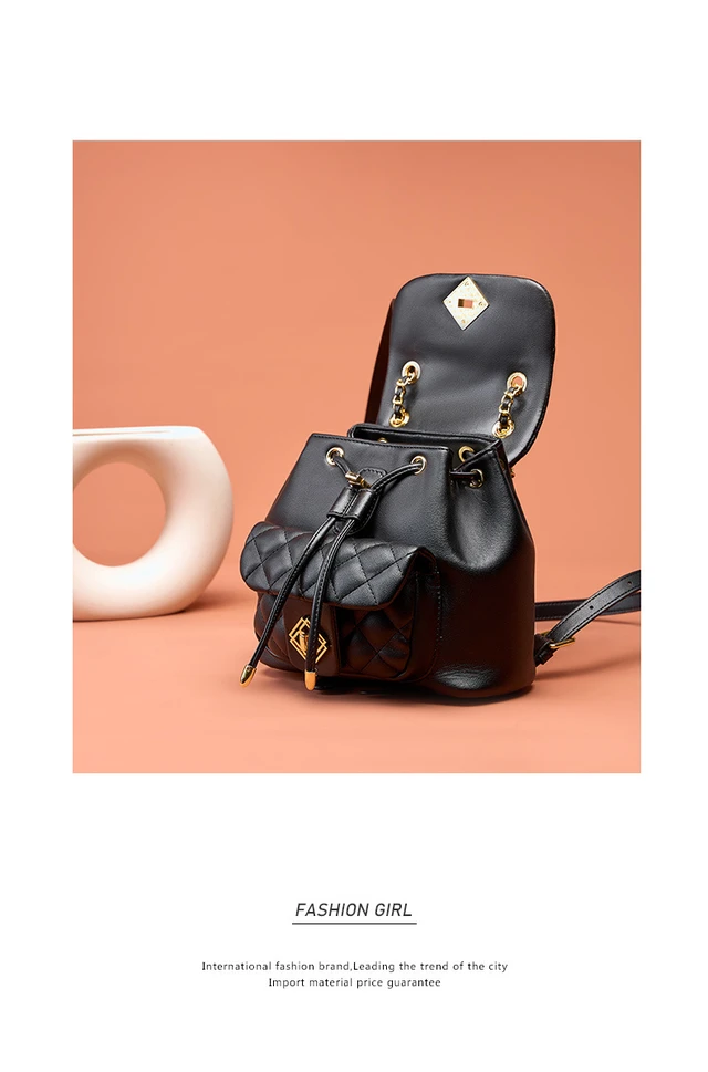 Alt view image 3 of 3 - Genuine Leather Women's Backpack Black