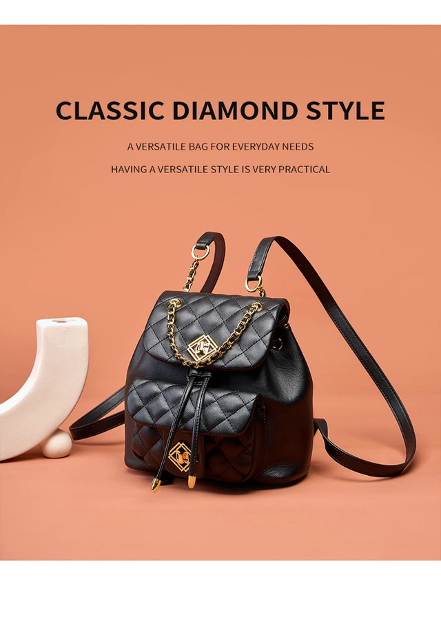 Alt view image 2 of 3 - Genuine Leather Women's Backpack Black