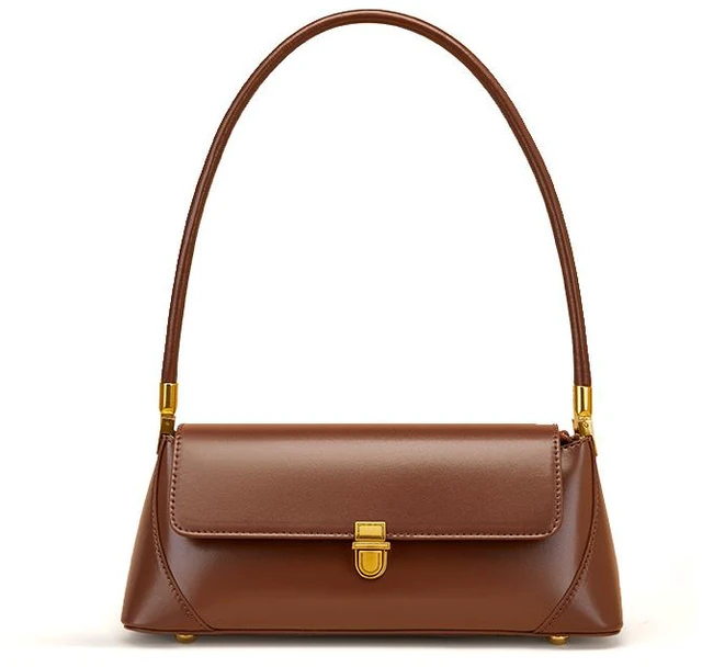 Main image of Genuine Leather Fashion Platinum Bag Cross Shoulder Women's Handbag Brown
