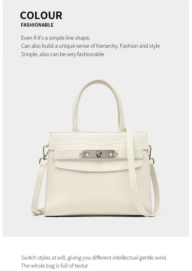 Alt view image 2 of 3 - Genuine Leather Women's Bag Vintage Handbag White