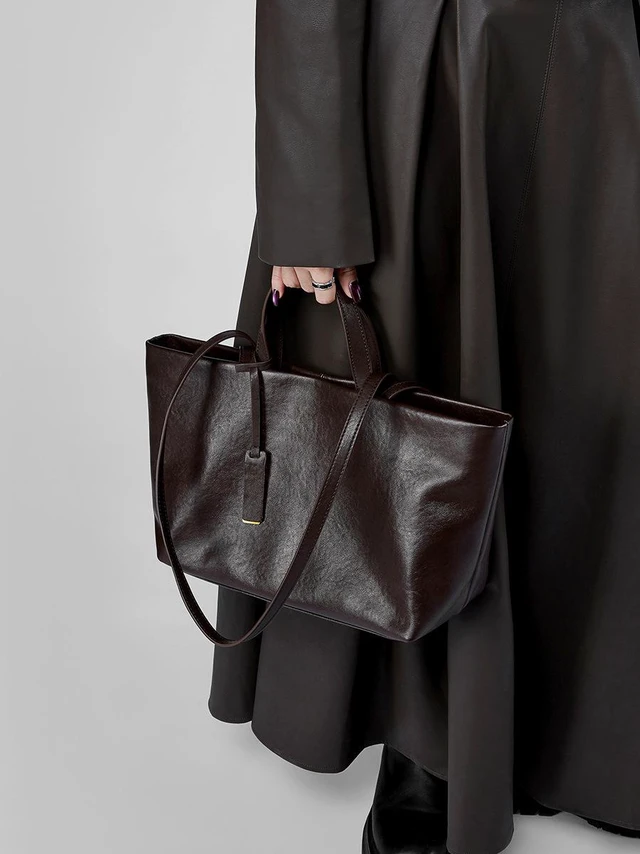 Main image of Women Genuine Leather Tote Purse Shoulder Bag Brown