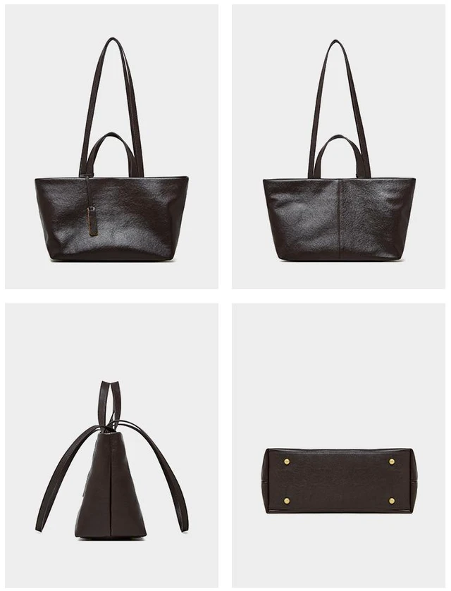 Alt view image 3 of 3 - Women Genuine Leather Tote Purse Shoulder Bag Brown