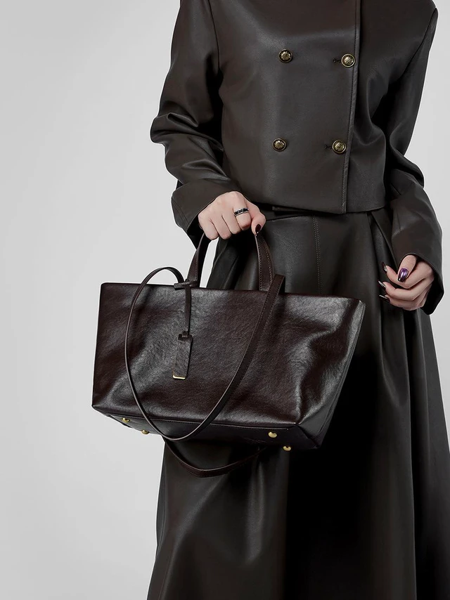 Alt view image 2 of 3 - Women Genuine Leather Tote Purse Shoulder Bag Brown