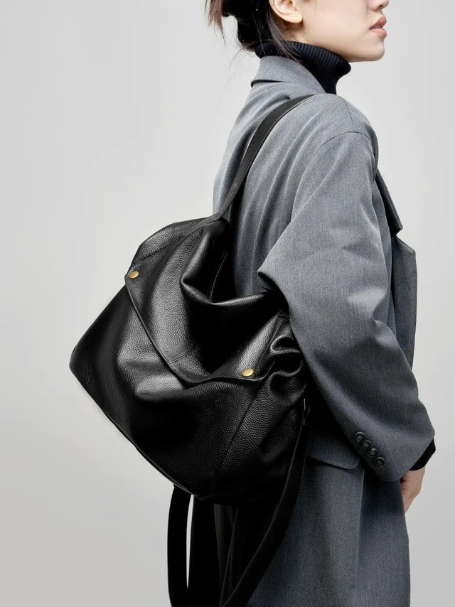Main image of Genuine Leather Women Top Handle Shoulder Handbags Black