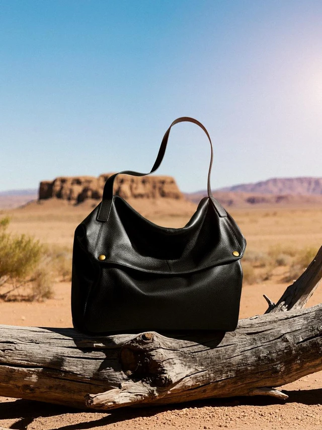 Alt view image 2 of 3 - Genuine Leather Women Top Handle Shoulder Handbags Black