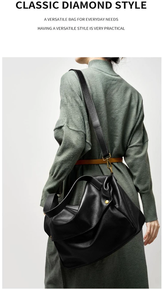 Alt view image 3 of 3 - Genuine Leather Women Top Handle Shoulder Handbags Black