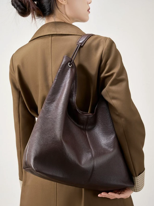 Alt view image 2 of 6 - Genuine Leather Women Satchel Bags Handle Shoulder Handbags Brown