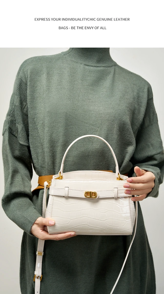 Alt view image 2 of 5 - Women Tote Handbags Genuine Leather Shoulder Bags White