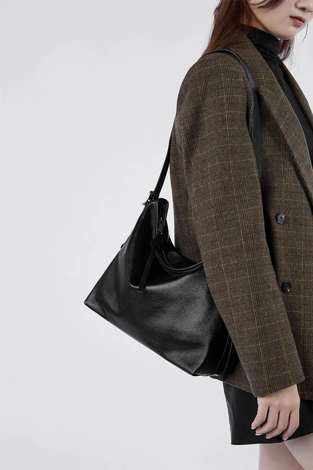 Main image of Genuine Leather Women Tote Bag Handbags Black