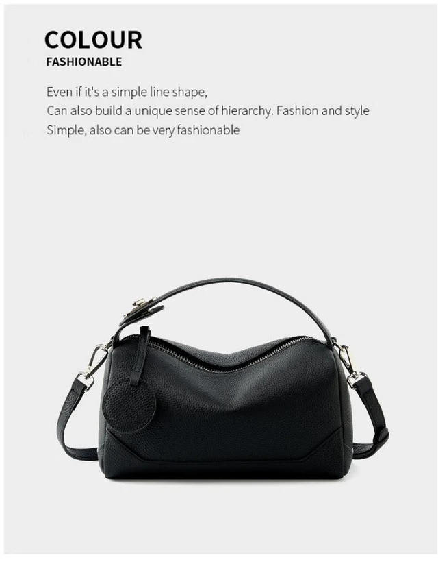 Alt view image 2 of 4 - Genuine Leather Ladies'Shoulder Bag Black
