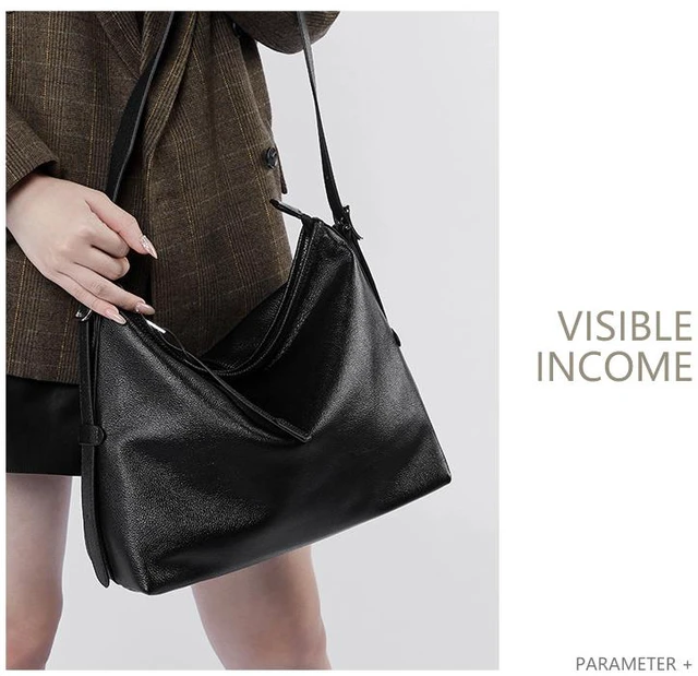 Alt view image 2 of 3 - Genuine Leather Women Tote Bag Handbags Black
