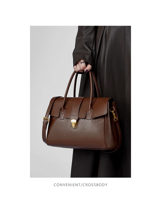 Alt view image 5 of 6 - Genuine Leather Women Handbag and Shoulder Bag Brown
