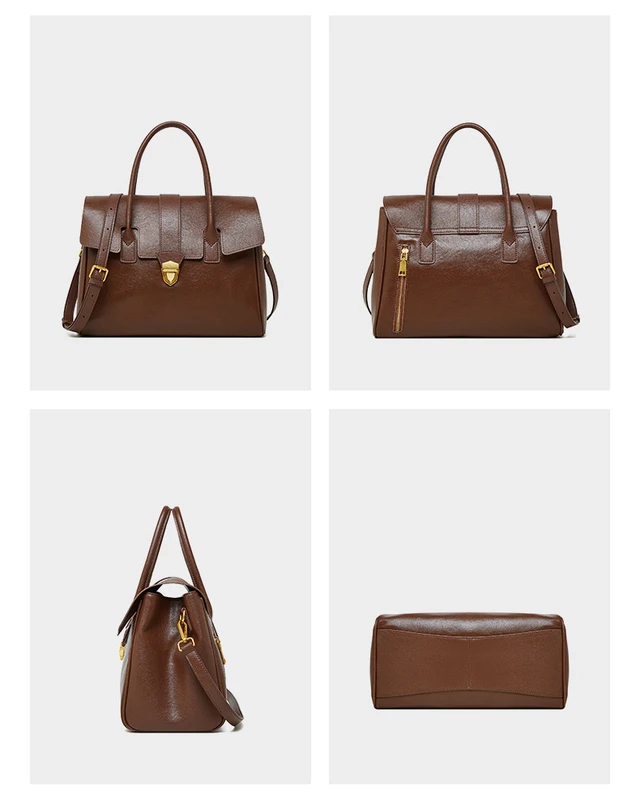 Alt view image 6 of 6 - Genuine Leather Women Handbag and Shoulder Bag Brown