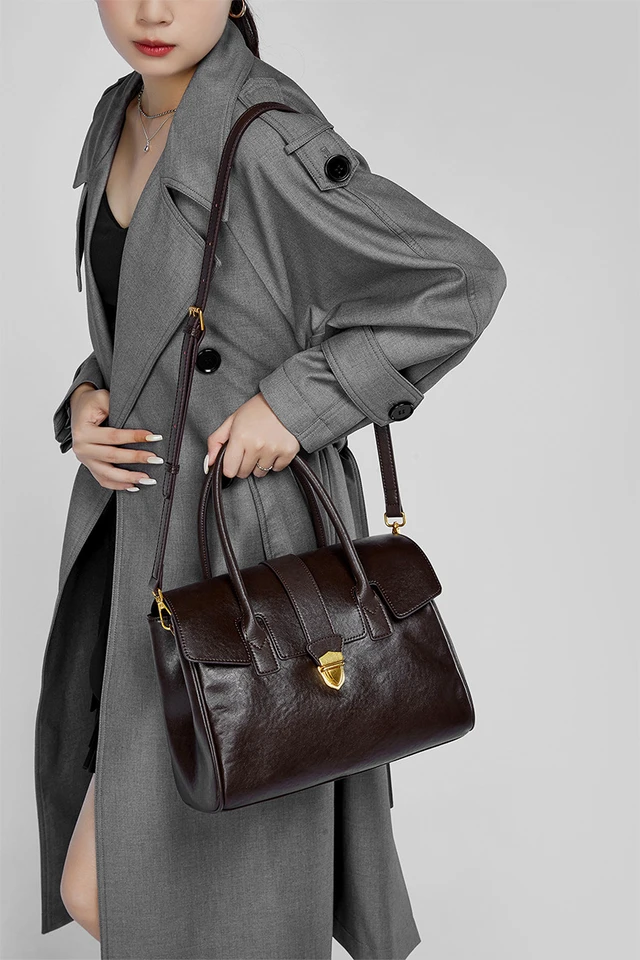 Alt view image 2 of 2 - Genuine Leather Women Handbag and Shoulder Bag Brown