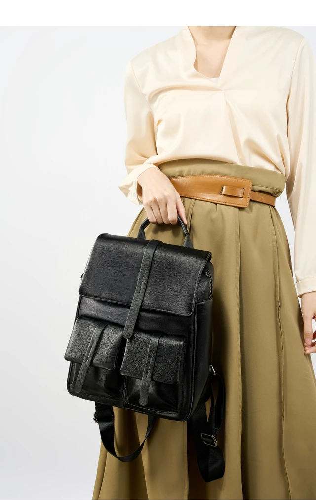 Alt view image 2 of 2 - Genuine Leather Ladies' Backpack Travel Backpack