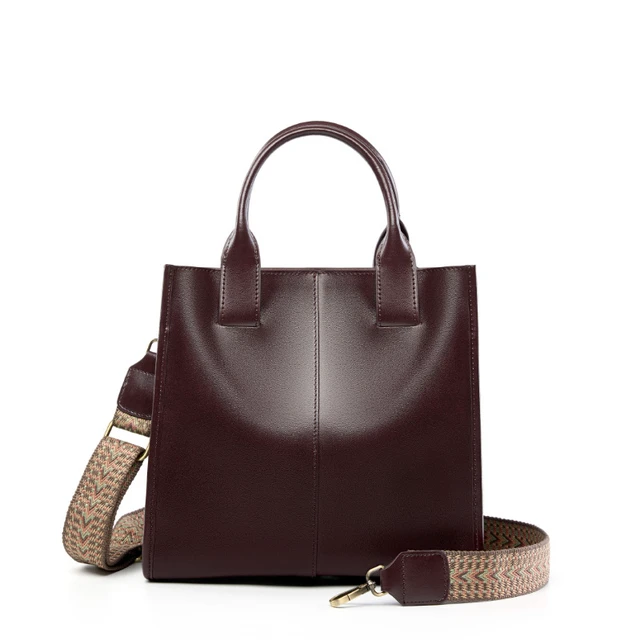 Alt view image 2 of 2 - Women Genuine Leather Top Handle Shoulder Bags Brown