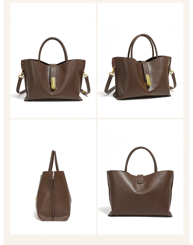Alt view image 5 of 5 - Genuine Leather Women Crossbody Bags Women's Tote Shoulder Bag Brown
