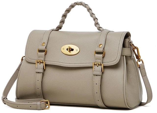 Alt view image 5 of 7 - Genuine Leather Women Crossbody Bags Women's Tote Shoulder Bag Grey