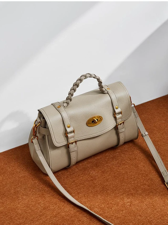Alt view image 7 of 7 - Genuine Leather Women Crossbody Bags Women's Tote Shoulder Bag Grey