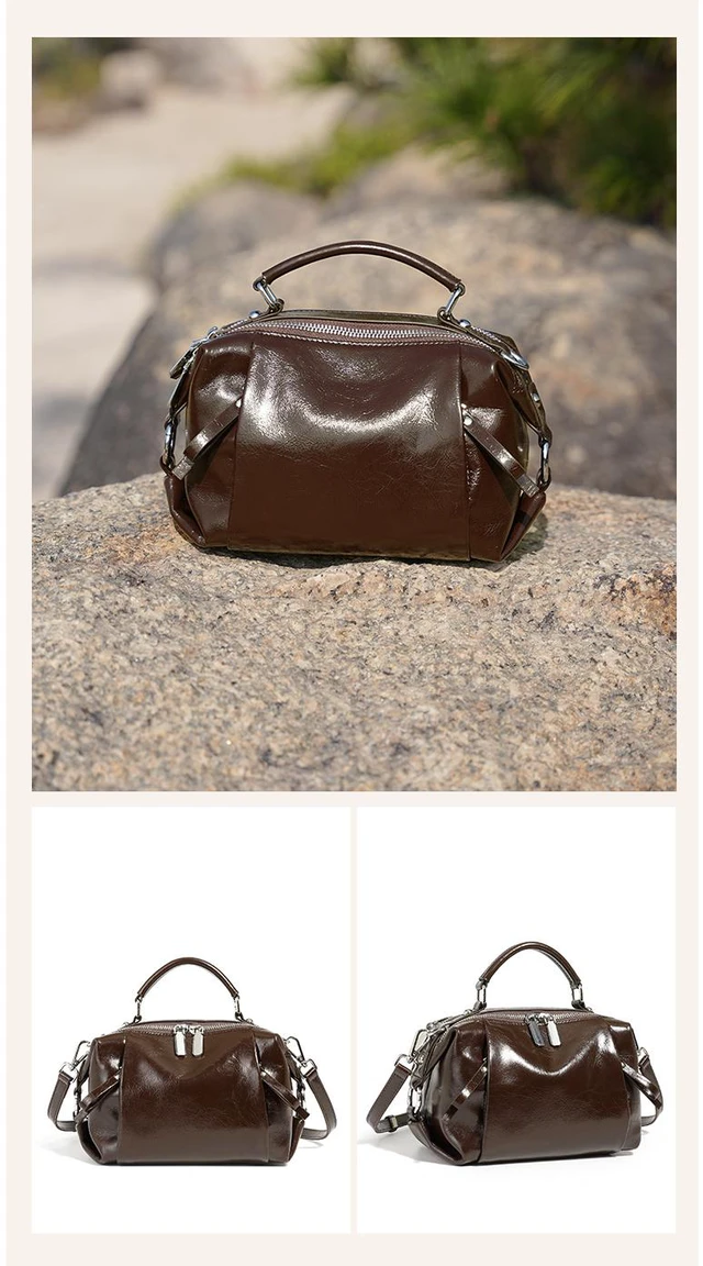 Main image of Genuine Leather Women Purses and Handbags Shoulder Tote Bags Brown