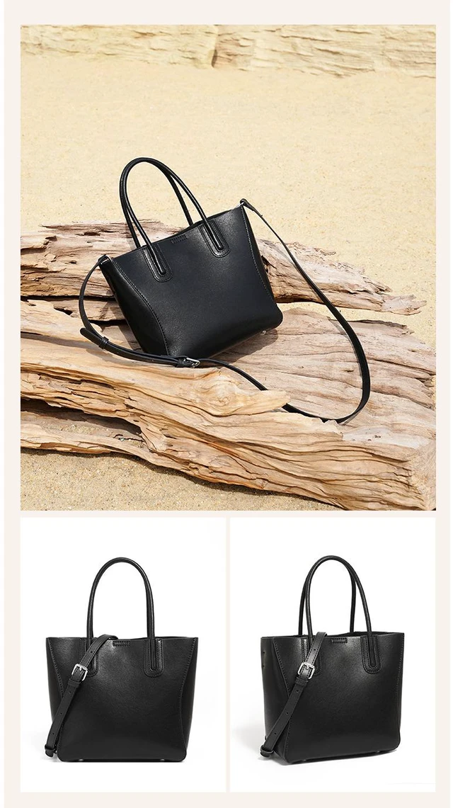 Main image of Genuine Leather Women Top Handle Shoulder Handbags Black